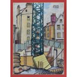 Kenneth Lockwood (British, 1920-2017) Industrial building site, upper St. Peter Port, Guernsey