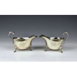 A pair of Edwardian silver sauce boats George Nathan & Ridley Hayes, Chester, 1906, of typical
