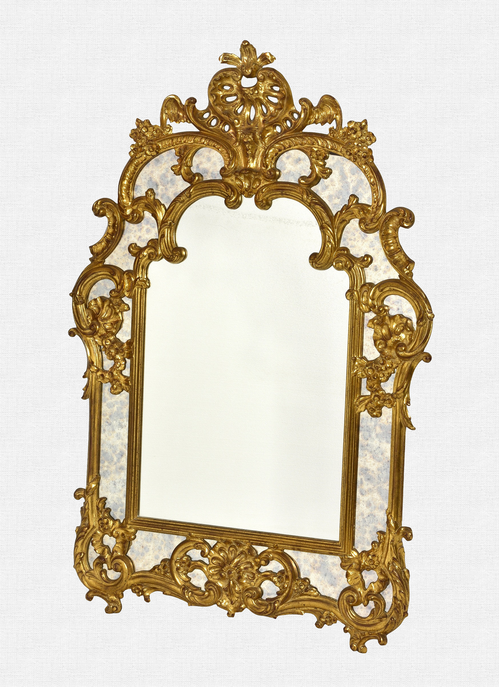 A George II style giltwood wall mirror second half 20th century, the broken arched central plate