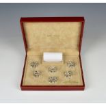 A cased set of six novelty silver plated frog place card holders by Saint Hilaire Paris late 20th