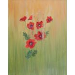 W. Don Barnett (20th century) "Poppies and Corn" oil on canvas, signed lower left, label on reverse,