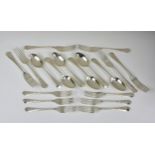 A matched part set of George VI silver flatware Francis Howard, Sheffield 1947-1966, bright cut