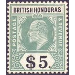 STAMPS : BRITISH HONDURUS : 1904 $5 Grey Green and Black,