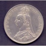 COINS : 1887 Queen Victoria Double Florin VF-EF condition