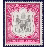 STAMPS : BRITISH CENTRAL AFRICA 1897 4/- Black and Carmine,