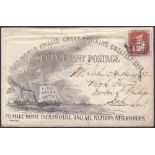 GRAT BRITAIN POSTAL HISTORY : 1851 Ocean Penny Post Charles Galpin illustrated envelope with