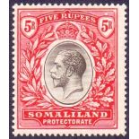 SOMALIA STAMPS : 1919 5r Black and Scarlet,