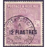 British Levant 1902 12pi on 2/6 Pale Dull Purple, fine used,