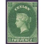 STAMPS : Ceylon 1857 2d Green,
