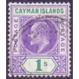 Cayman Islands 1907 1/- Violet and Green,