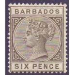 BARBADOS STAMPS : 1886 6d Olive Black,