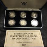 COINS : 1983-1992 £1 Silver Proof set of 6 cased and boxed