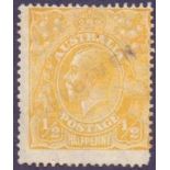 AUSTRALIA STAMPS : 1926 GV 1/2d yellow-orange,