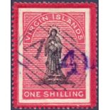 STAMPS : BRITISH VIRGIN ISLANDS : 1888 4d on 1/- Black and Rose Carmine,