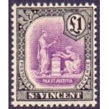 ST VINCENT STAMPS : 1913 £1 Mauve and Black,