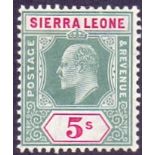 SIERRA LEONNE STAMPS : 1905 5/- Green and Carmine,
