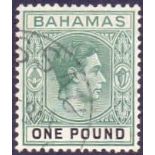 BAHAMAS STAMPS : 1943 £1 Blue Green and Black,