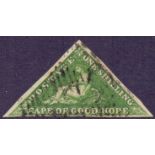 STAMPS : CAPE OF GOOD HOPE 1855 1/- Bright Yellow Green.