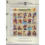 USA STAMPS : CHARITY LOT :1934 to 1996 on stock pages including 1996 Atlanta Olympics sheetlet.