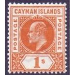 STAMPS : CAYMAN ISLANDS : 1902 1/- Orange,