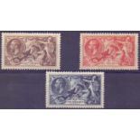 GREAT BRITAIN STAMPS : 1934 re-engraved Seahorses, fine lightly M/M set of three, SG 450-52.