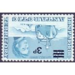 STAMPS: BRITISH ANTARCTIC : 1971 3p on 3d Blue, INVERTED WMK,