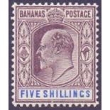 BAHAMAS STAMPS : 1902 5/- Dull Purple and Blue,