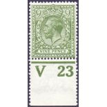 GREAT BRITAIN STAMPS : 1922 9d olive-green, wmk Royal Cypher, SG 393a,