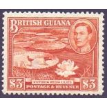STAMPS : BRITISH GUIANA : 1946 $3 Bright Red Brown,