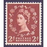 GRETA BRITAIN STAMPS : 1959 2d light red-brown Phosphor Graphite with error of wmk, fine U/M,