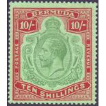 BERMUDA STAMPS : 1924 10/- Green Red and Pale Emerald,