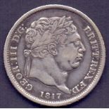 COINS : 1817 George III shilling VF condition