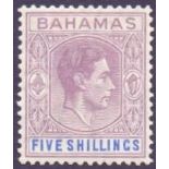 BAHAMAS STAMPS : 1938 5/- Lilac and Blue,