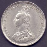 COINS : 1887 Queen Victoria shilling VF-EF condition