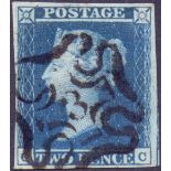 GREAT BRITAIN STAMPS : 1841 2d Blue , fi