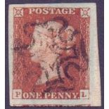 GREAT BRITAIN STAMPS : 1841 Penny Red, M