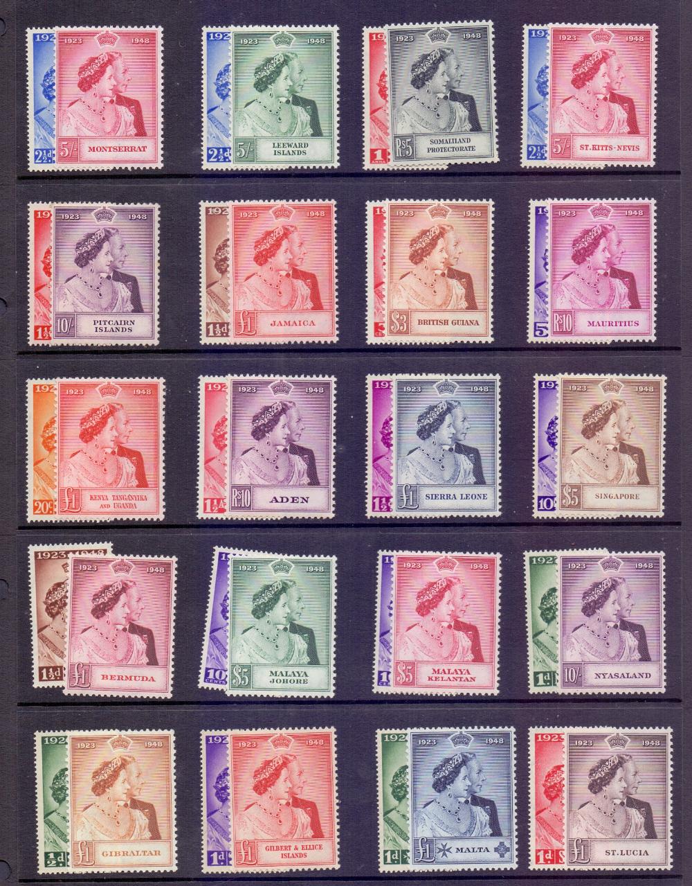 STAMPS : 1948 SILVER WEDDING, complete o