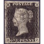 STAMPS : PENNY BLACK Plate 6 (HJ) three