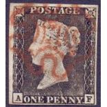 STAMPS : PENNY BLACK Plate 1a (AF), very