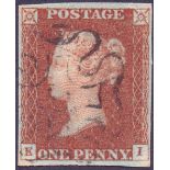 GREAT BRITAIN STAMPS : 1841 1d Red No 9