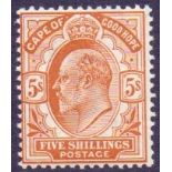 STAMPS : CAPE OF GOOD HOPE 1903 5/- Brown-Orange lightly mounted SG 78