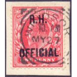 GREAT BRITAIN STAMPS : 1902 1d Scarlet over printed RH Official,