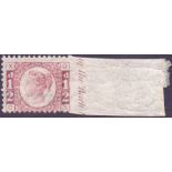 GREAT BRITAIN STAMPS : 1870 1/2d plate 1 IMPERF on one side marginal,