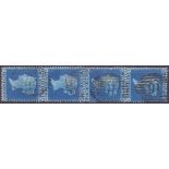 GREAT BRITAIN STAMPS : 1857 2d Blue plate 6 vertical strip of 4 with London numerals SG 35