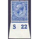 GREAT BRITAIN STAMPS : 1912 2 1/2d Dep Bright Blue,