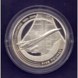 COINS : 2003 ALDERNEY £5 Silver proof coin, special CONCORDE issue,