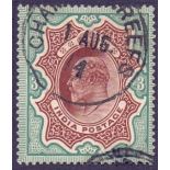 STAMPS : INDIA : 1911 3r Red-Brown and Green,