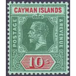 STAMPS : CAYMAN ISLANDS : 1914 10/- Deep Green and Red Green,