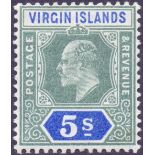 STAMPS : BRITISH VIRGIN ISLANDS : 1902 lightly mounted mint set to 5/- SG 54-62