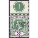 STAMPS : CAYMAN ISLANDS : 1912 3/- Green and Violet,